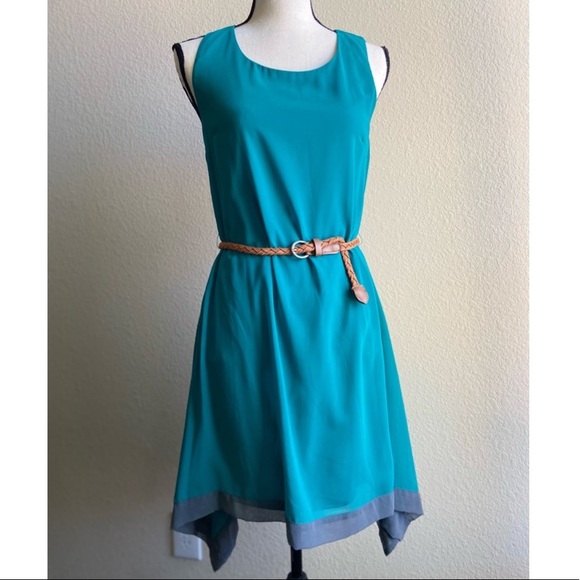 VELVET OAK CONTRASTING ASYMMETRIC HEM  DRESS - Picture 2 of 8